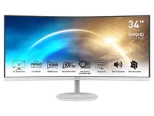 MSI Pro MP341CQW: 34-inch UWQHD, 100Hz, White Curved Monitor