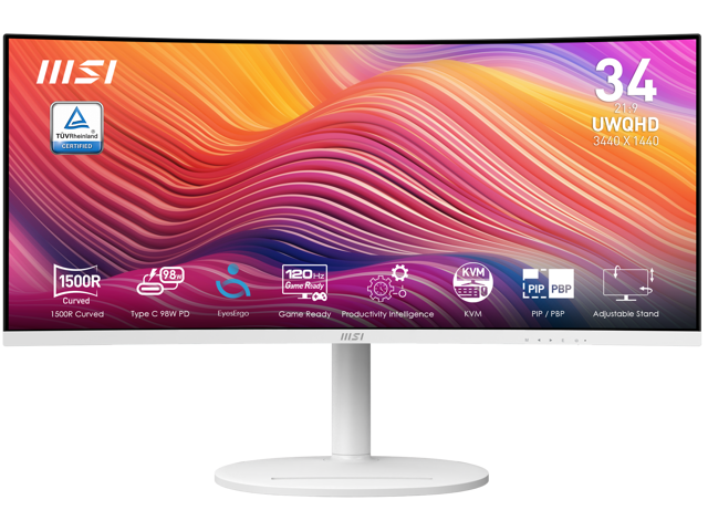MSI Modern MD342CQPW: 34-inch UWQHD, 120Hz, White Curved Monitor