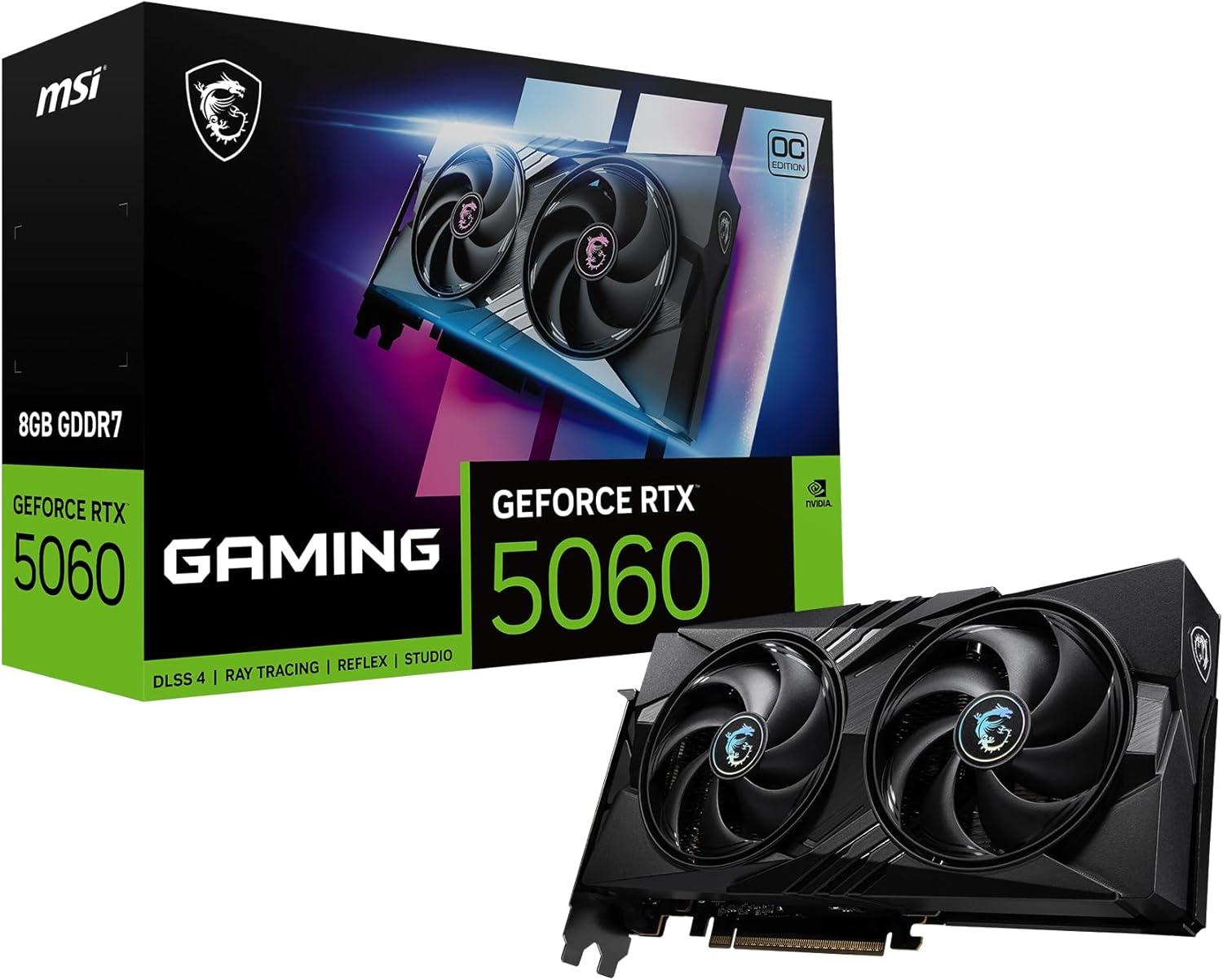 MSI GeForce RTX 5060 GAMING OC: 8GB, 7680 x 4320, Desktop Graphics Card