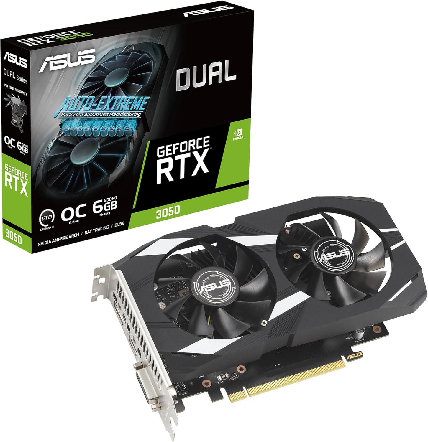 ASUS Dual GeForce RTX 3050 OC: 6GB GDDR6, 2-Slot, Desktop Graphics Card