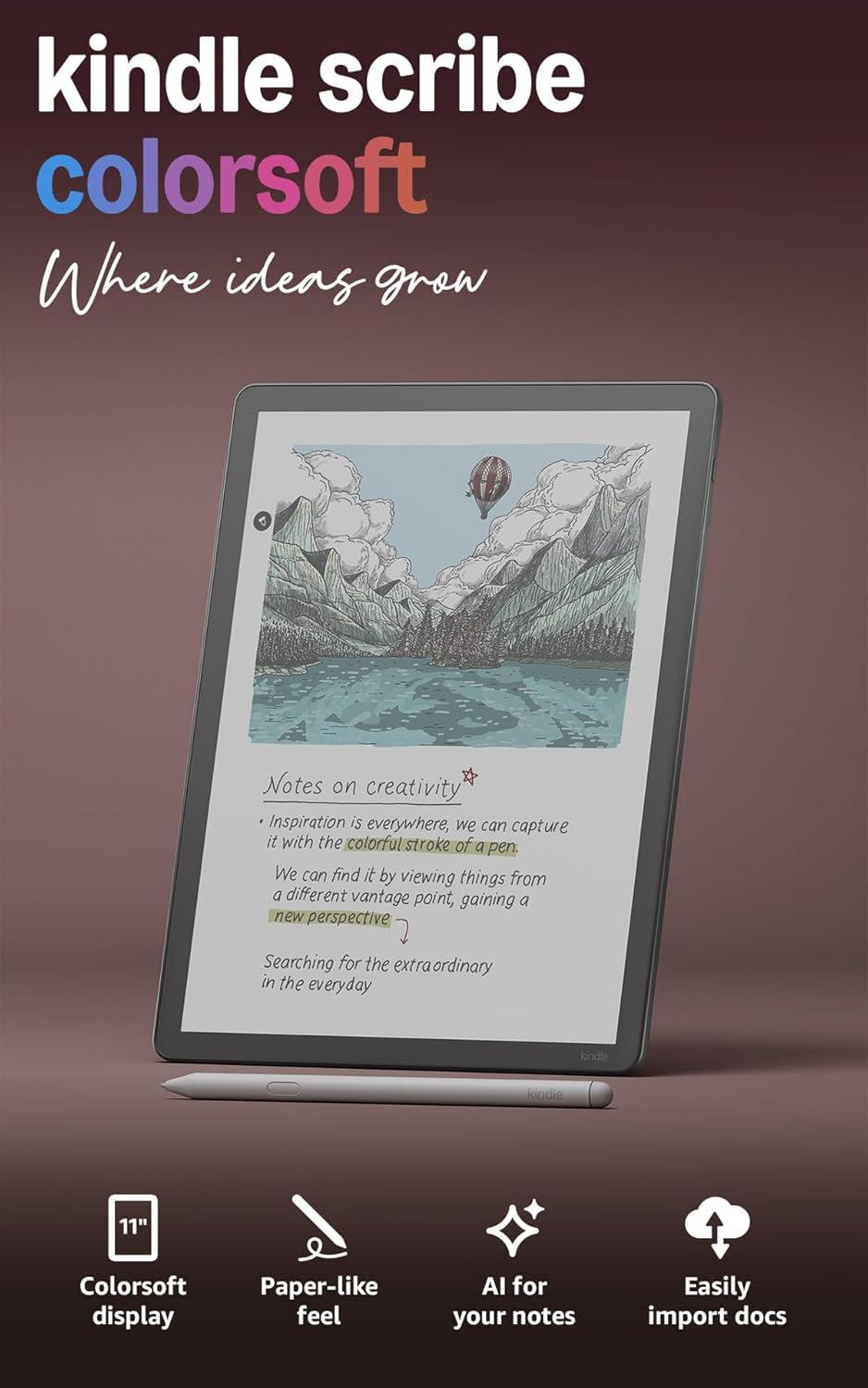 Amazon Kindle Scribe Colorsoft 64GB - 11” Color Display with Premium Pen