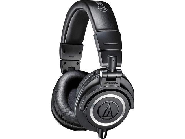 Audio-Technica ATH-M50X Professional Studio Monitor Headphones, Black, 45 mm Drivers, Detachable Cable