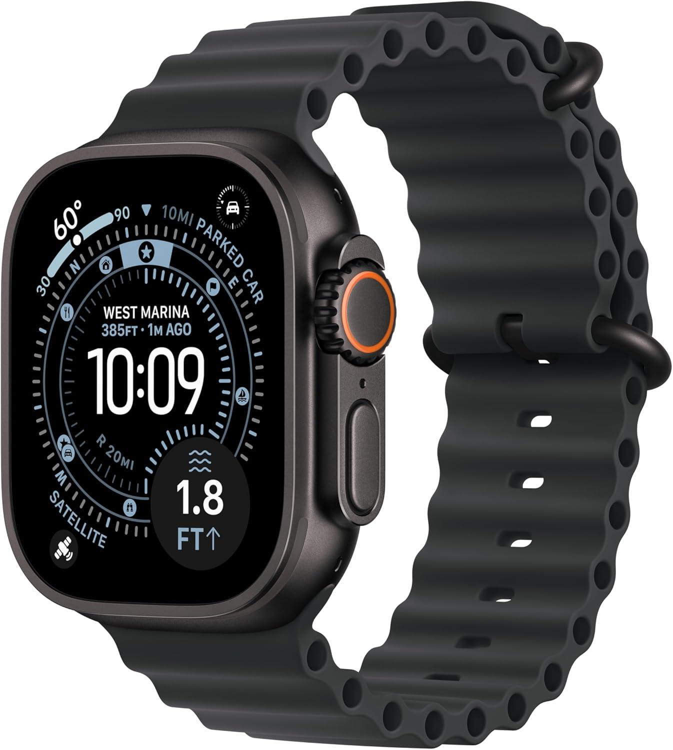 Apple Watch Ultra 3 GPS + Cellular 49mm Rugged Titanium Case with Black Ocean Band
