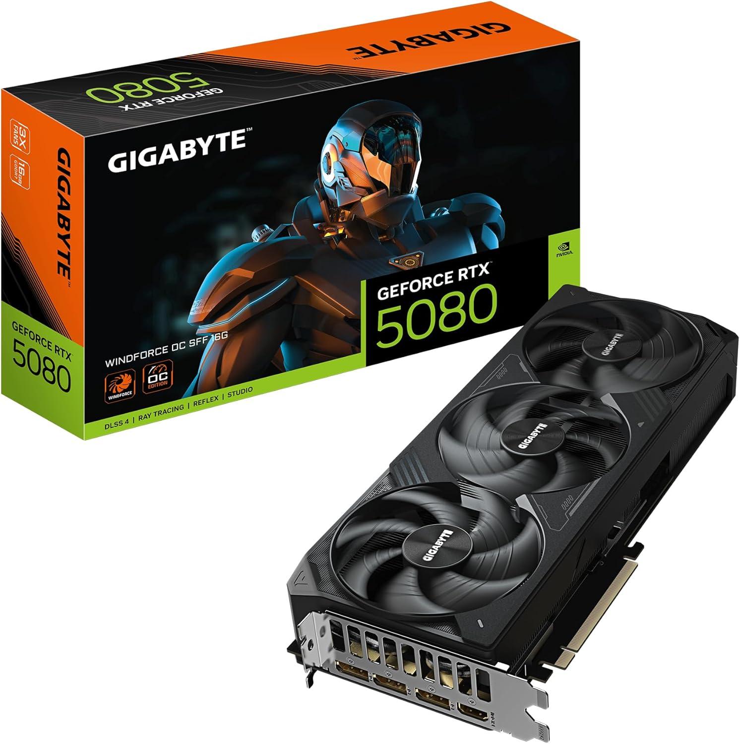 Gigabyte GeForce RTX 5080 WINDFORCE OC SFF: 16GB GDDR7, 256-bit, GV-N5080WF3OC-16GD