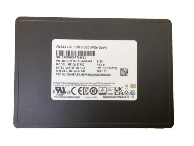 Samsung PM9A3 MZQL27T6HBLA-00A07: 7.68TB, U.2, PCIe Gen4 x4, 2.5-inch SSD