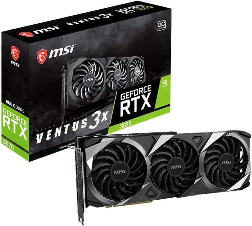 MSI GeForce RTX 3070 VENTUS 3X OC: 8GB GDDR6, 256-bit, DisplayPort 1.4a, HDMI 2.1