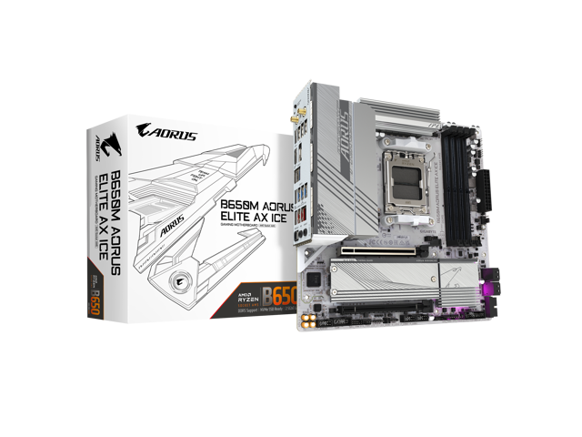 Gigabyte B650M AORUS ELITE AX ICE: Micro ATX, AM5, DDR5, Wi-Fi 6E